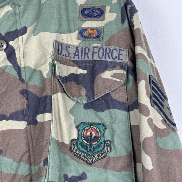 Vintage US Air Force Patches Cold Weather Coat Men Medium Field Green Jacket M65 - Picture 3 of 8
